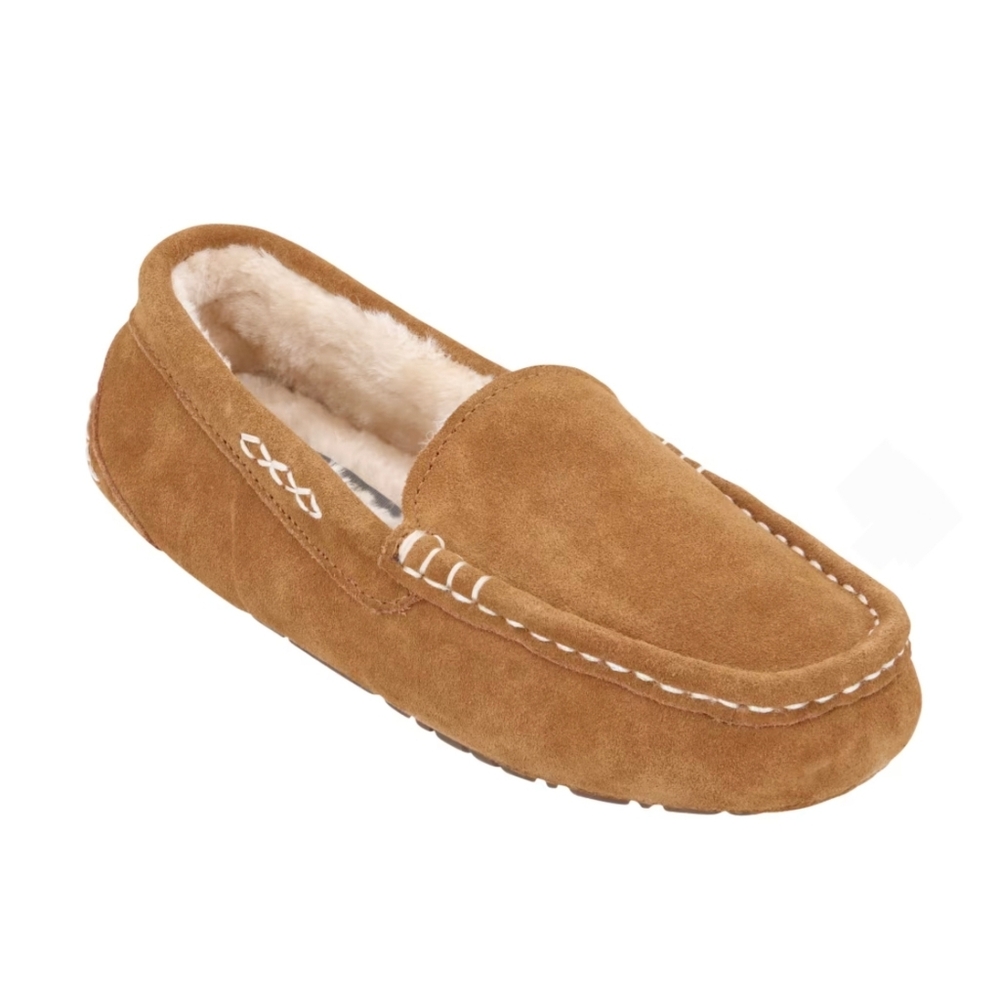 Natural Reflections Ellie II Suede Moc Slippers for Ladies Chestnut Size 7